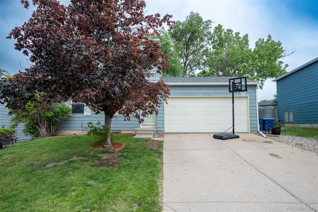 10050 Holland Ct, Broomfield, CO 80021 - view of front of property featuring concrete driveway, a front lawn, and a garage