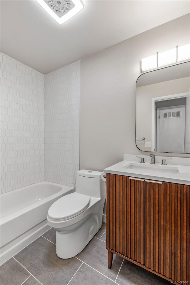 full bath featuring vanity, tile patterned flooring, toilet, and visible vents