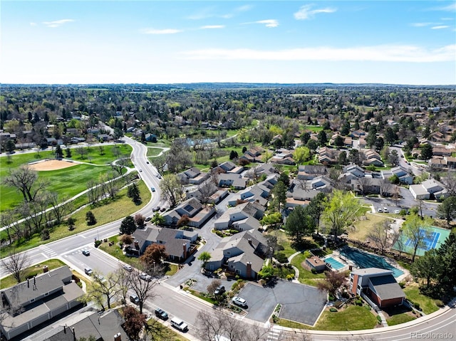 bird's eye view with a residential view