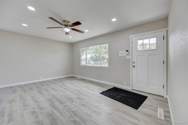 1216 Norwood Ave, Colorado Springs, CO 80905 - entrance foyer with ceiling fan, recessed lighting, and light wood-style flooring