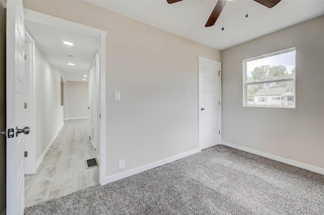1216 Norwood Ave, Colorado Springs, CO 80905 - spare room with a ceiling fan, light colored carpet, and recessed lighting