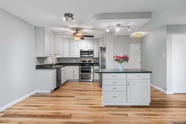 kitchen featuring white cabinetry, appliances with stainless steel finishes, sink, and decorative backsplash