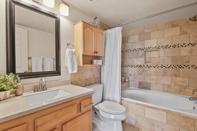 11085 Huron St Unit 1108, Northglenn, CO 80234 - bathroom featuring tiled shower / bath combo, vanity, tile walls, and tile patterned flooring