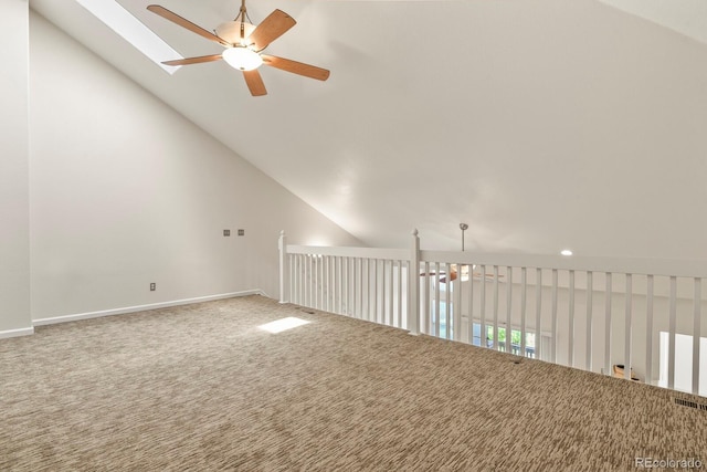 11085 Huron St Unit 1108, Northglenn, CO 80234 - bonus room with ceiling fan, lofted ceiling, carpet floors, and a skylight