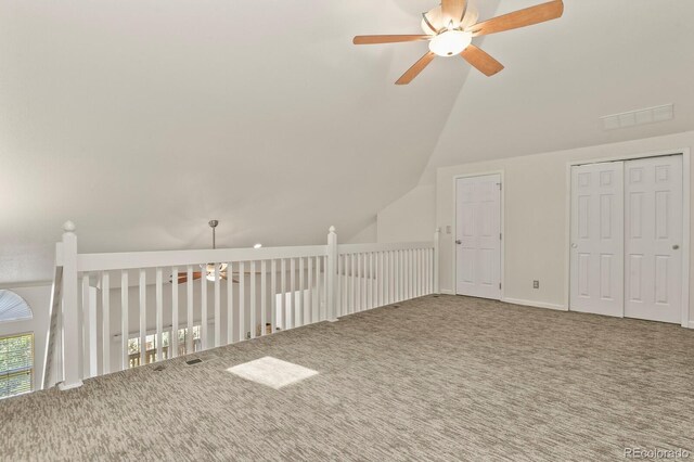 11085 Huron St Unit 1108, Northglenn, CO 80234 - bonus room featuring a ceiling fan, carpet, and lofted ceiling