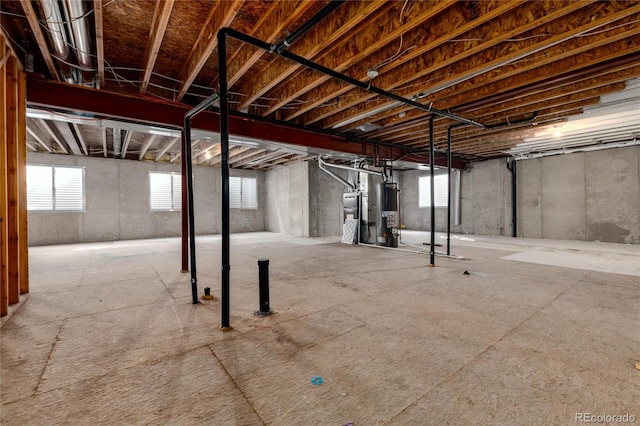 basement featuring gas water heater