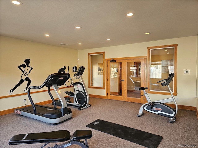 workout room with french doors