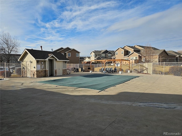 view of swimming pool featuring a patio