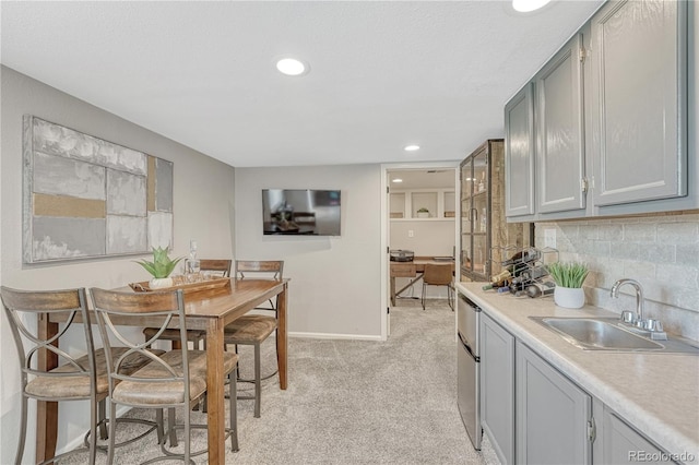 901 Sage Sparrow Cir, Highlands Ranch, CO 80129 - dining room featuring baseboards, light colored carpet, and recessed lighting