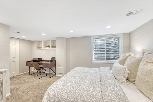 901 Sage Sparrow Cir, Highlands Ranch, CO 80129 - bedroom with light carpet, an office area, recessed lighting, and baseboards