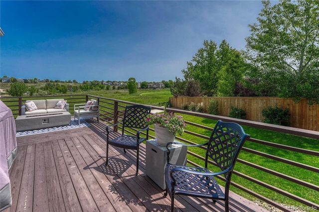 901 Sage Sparrow Cir, Highlands Ranch, CO 80129 - wooden deck with outdoor lounge area