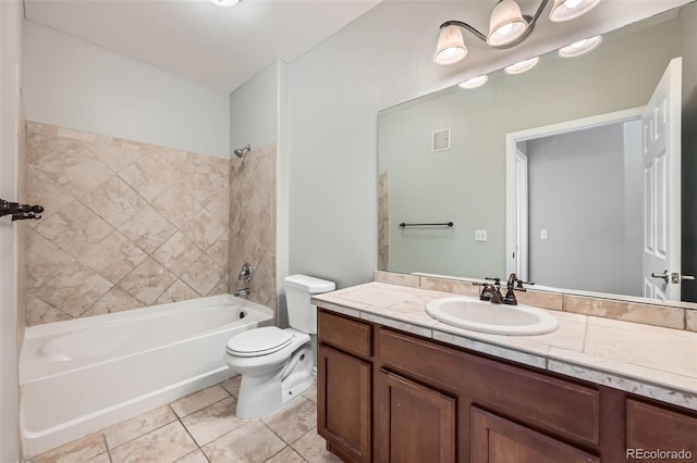 2705 S Danube Way Unit 306, Aurora, CO 80013 - bathroom featuring tile patterned floors, vanity, toilet, and shower / bath combination