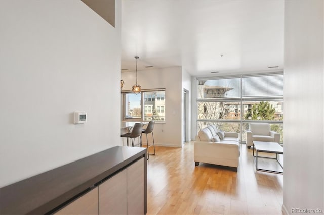 2958 Syracuse St Unit 316, Denver, CO 80238 - living area with light wood-style flooring, baseboards, and floor to ceiling windows