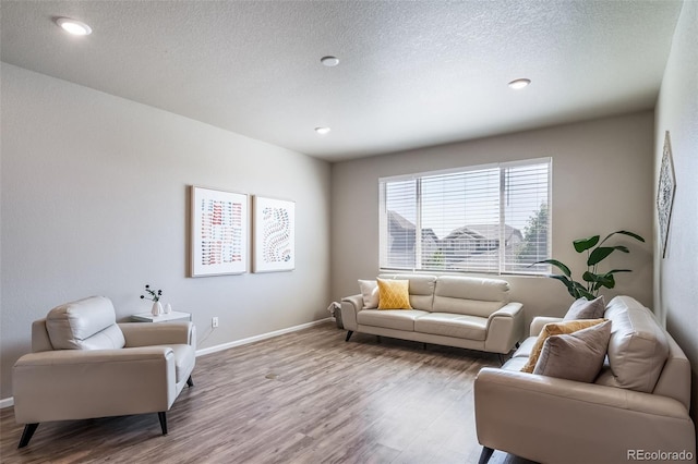 17028 Osage St, Broomfield, CO 80023 - living room featuring wood finished floors, a textured ceiling, and recessed lighting