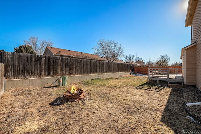 view of yard with a deck