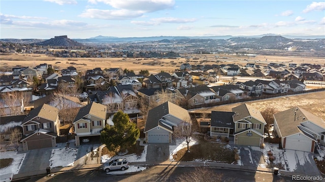 aerial view with a residential view and a mountain view