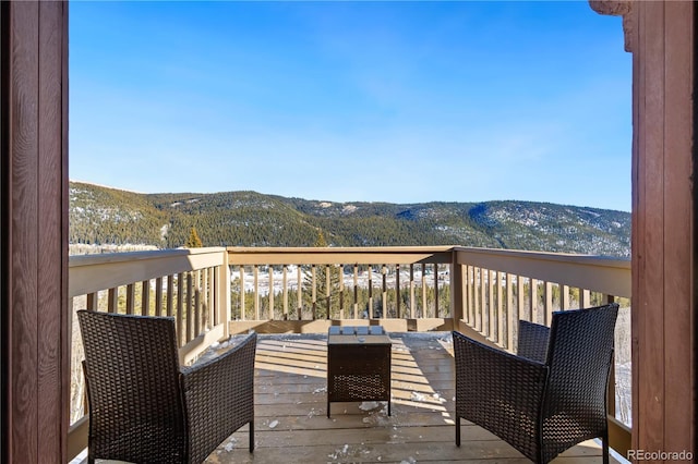 deck with a mountain view