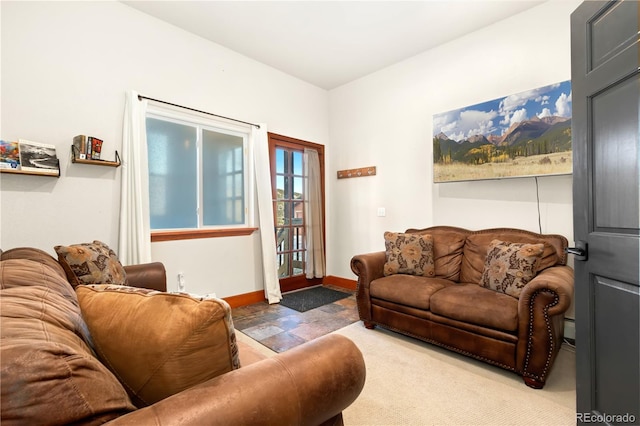 living room featuring a baseboard radiator