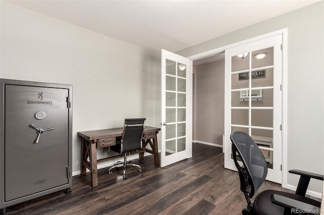 2881 Black Canyon Way, Castle Rock, CO 80109 - home office featuring baseboards, french doors, and wood finished floors