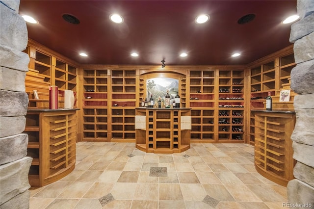 2421 Ranch Reserve Rdg, Denver, CO 80234 - wine room featuring tile patterned flooring, built in shelves, and recessed lighting