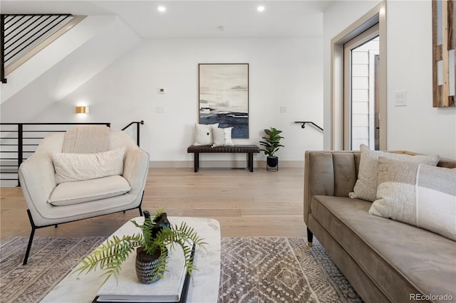 living room with light wood-type flooring