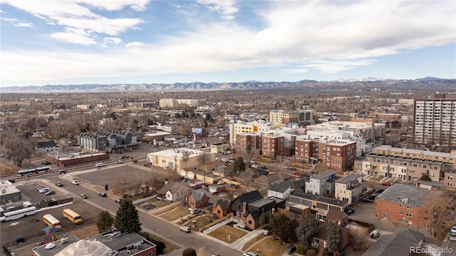 aerial view with a mountain view