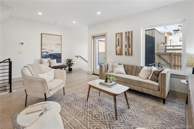 living room featuring light hardwood / wood-style flooring