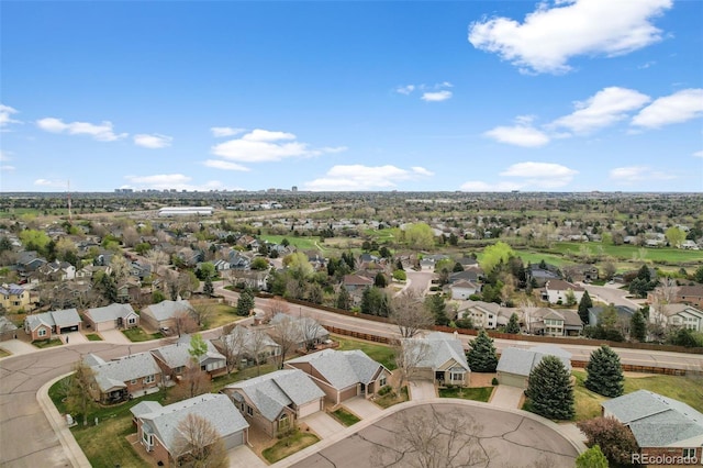 aerial view with a residential view