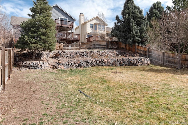 view of yard featuring a fenced backyard