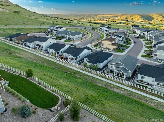 birds eye view of property featuring a residential view and a rural view