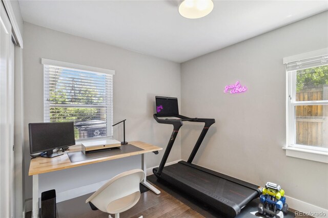 3040 S Dexter Way, Denver, CO 80222 - office area featuring wood finished floors and baseboards