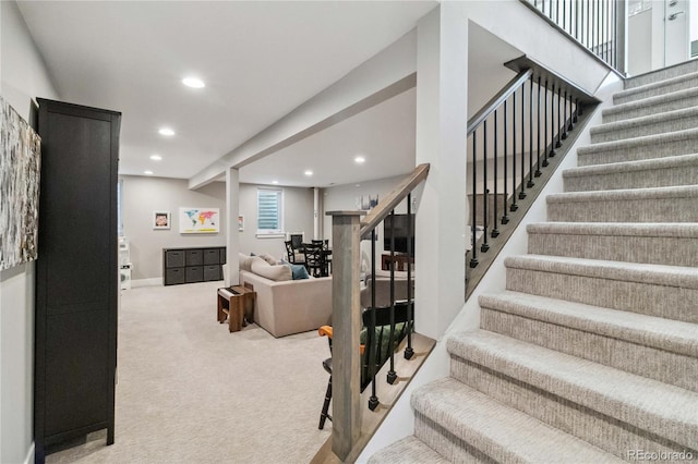 3040 S Dexter Way, Denver, CO 80222 - stairway featuring recessed lighting and carpet
