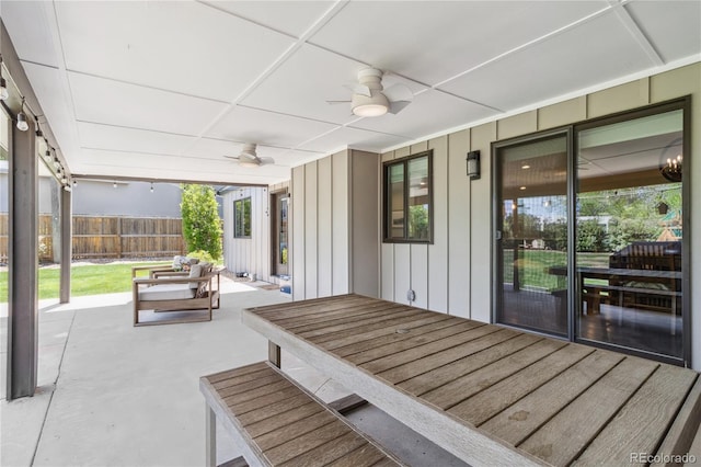 3040 S Dexter Way, Denver, CO 80222 - view of patio / terrace featuring ceiling fan and fence