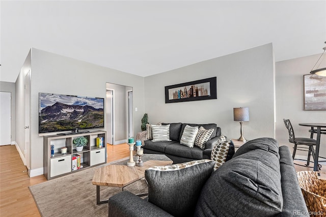 living room with light wood-type flooring