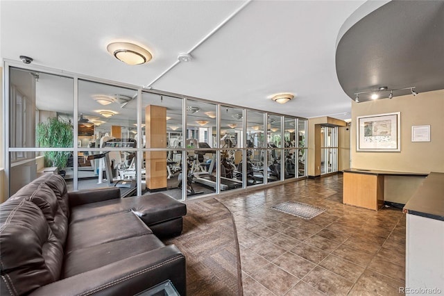 gym featuring expansive windows