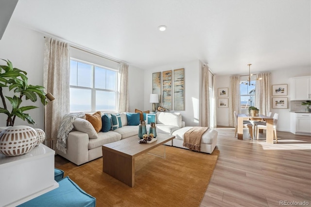 living room with light wood-type flooring