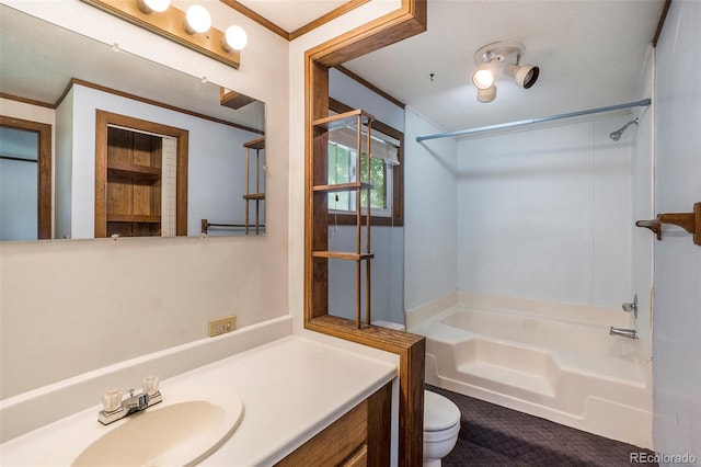 8333 Mummy Range Dr, Fort Collins, CO 80528 - full bathroom featuring ornamental molding, vanity, and shower / tub combination