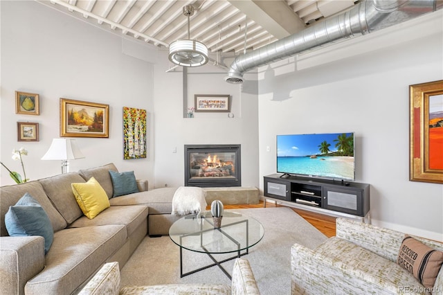 living room featuring light wood-type flooring