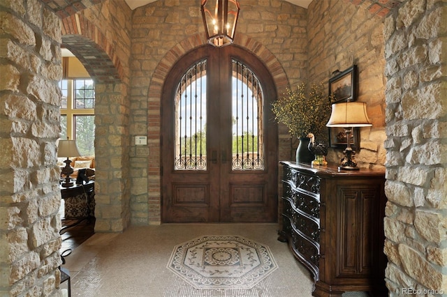 entryway featuring french doors