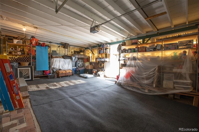 garage with a garage door opener