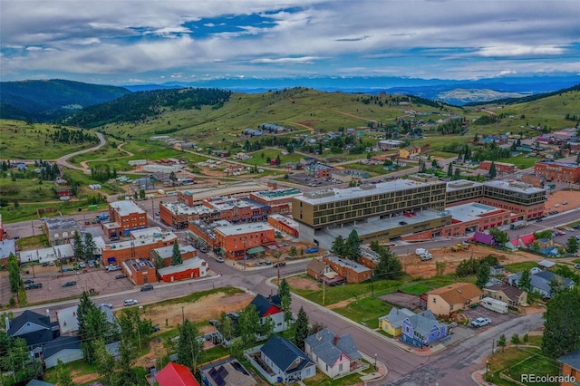 drone / aerial view with a mountain view