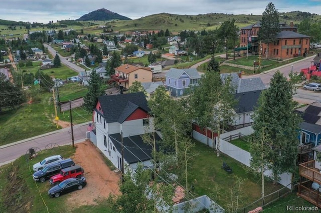 birds eye view of property with a mountain view