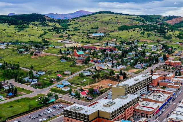 aerial view featuring a mountain view