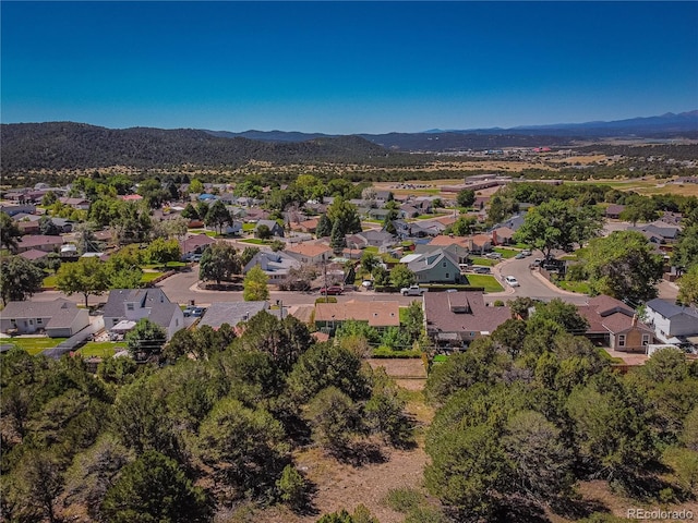 drone / aerial view with a mountain view