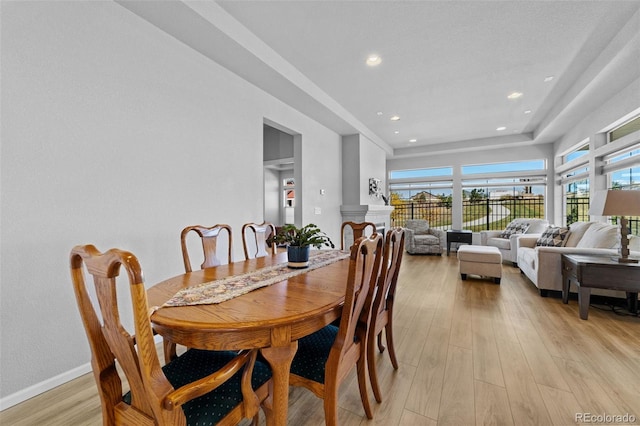 dining room with light hardwood / wood-style flooring