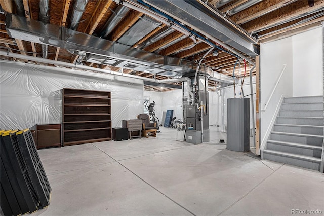 basement with heating unit