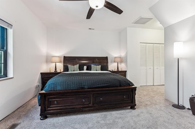 7250 Eastmoor Dr Unit 122, Denver, CO 80237 - carpeted bedroom with a closet and a ceiling fan