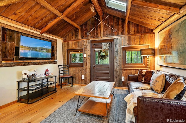 1634 Caribou Rd, Nederland, CO 80466 - living room with wood ceiling, wood-type flooring, and wood walls