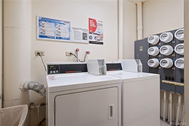 common laundry area featuring washing machine and dryer