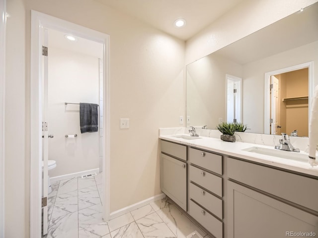 bathroom with toilet and vanity